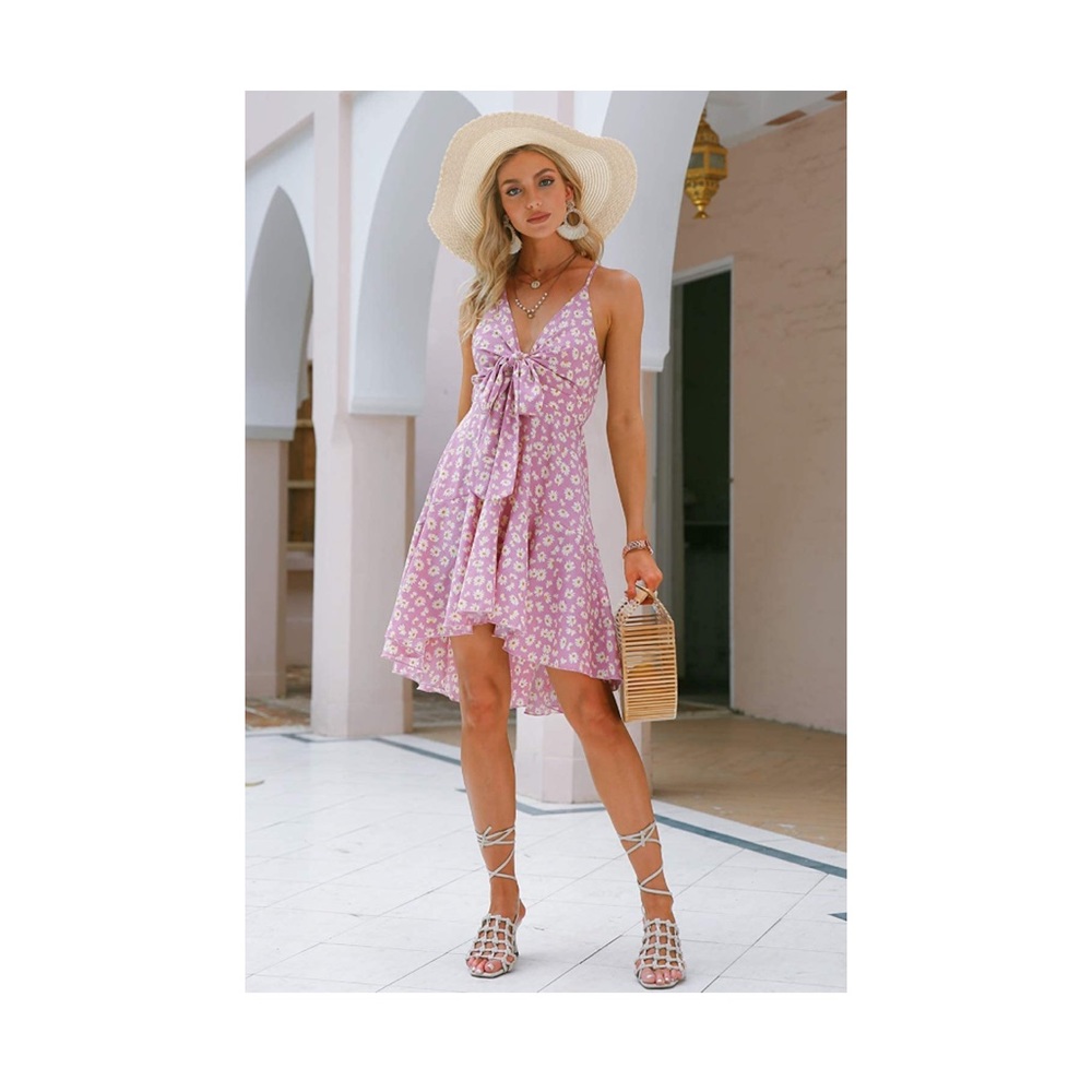 Summer Floral Tie Front Strappy Midi Dress 🌸🌼